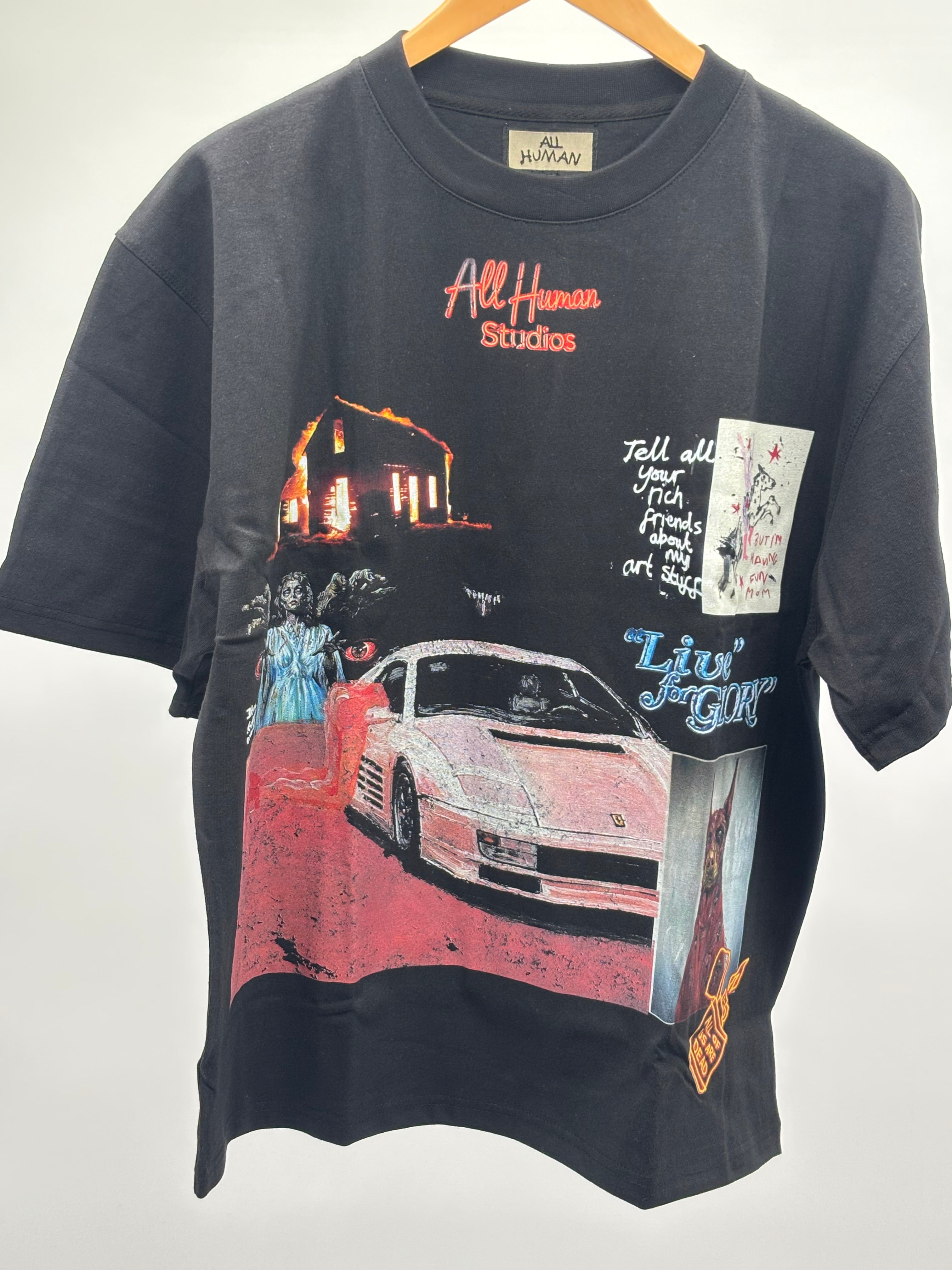 All Human White Ferrari Tee Blk