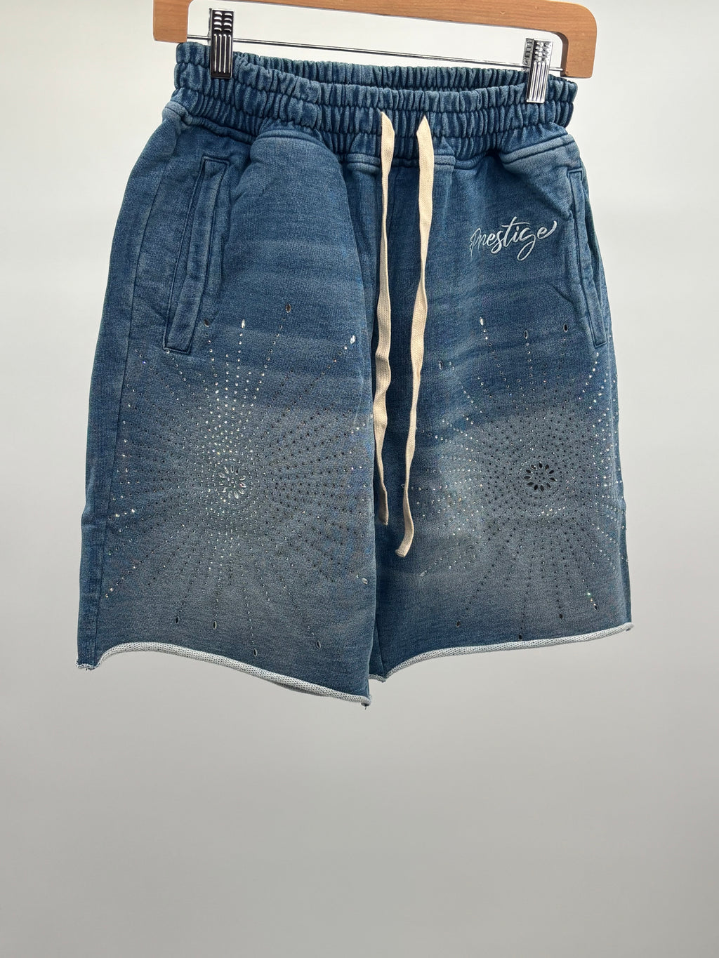 Prestige Star Rhinestone Shorts Blue