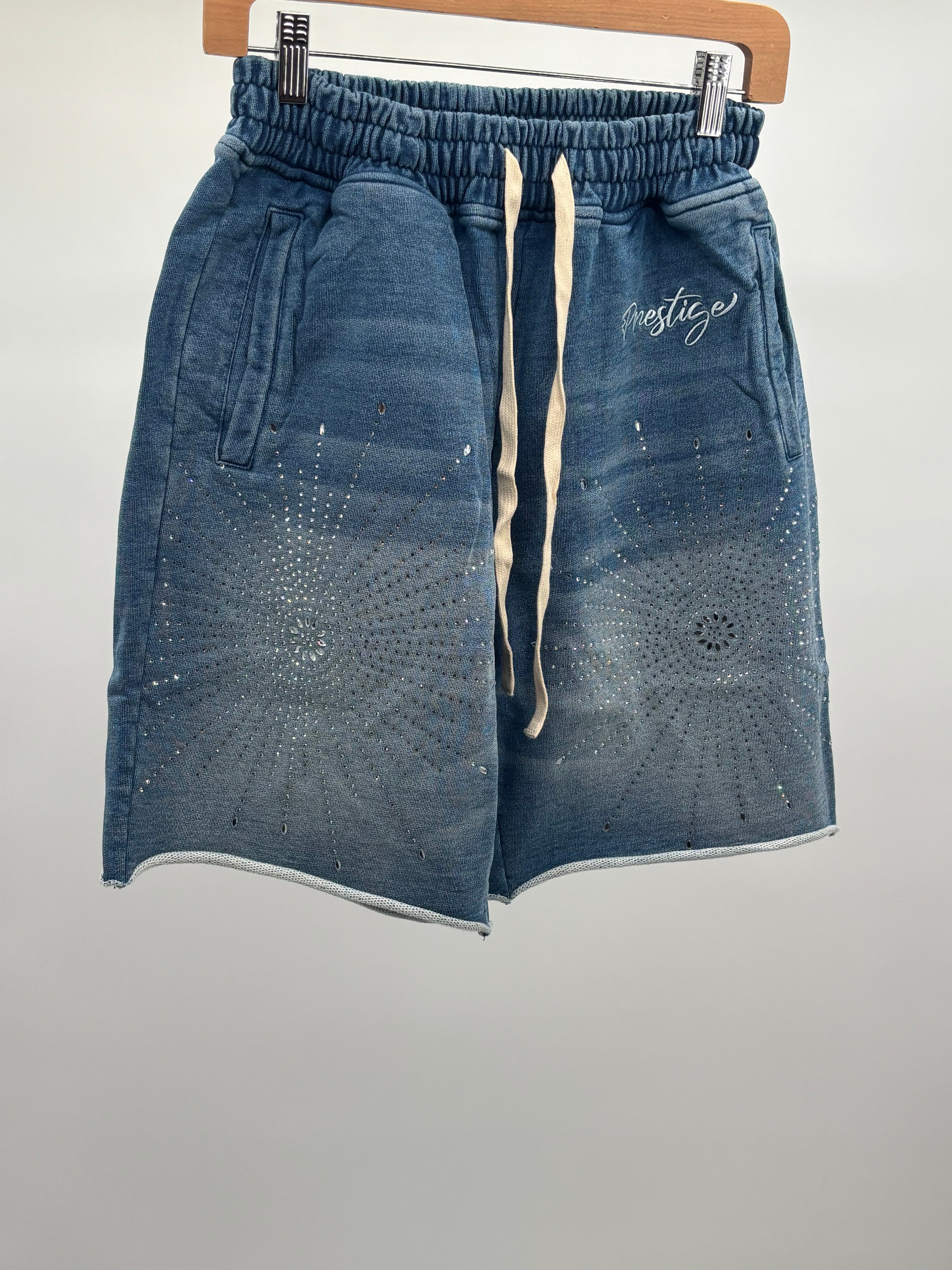 Prestige Star Rhinestone Shorts Blue