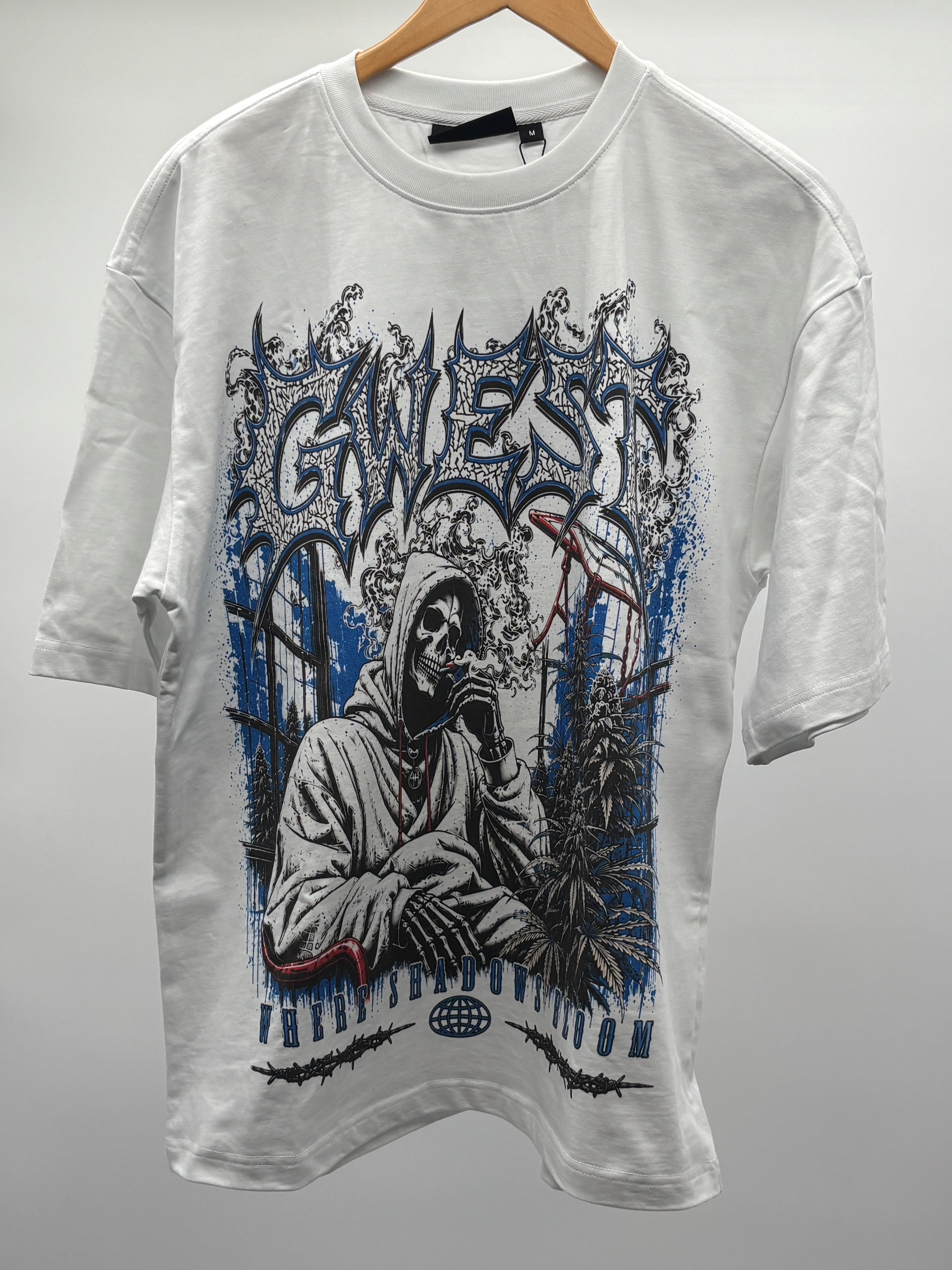 GWest Shadows Bloom Tee Wht Lt Blue