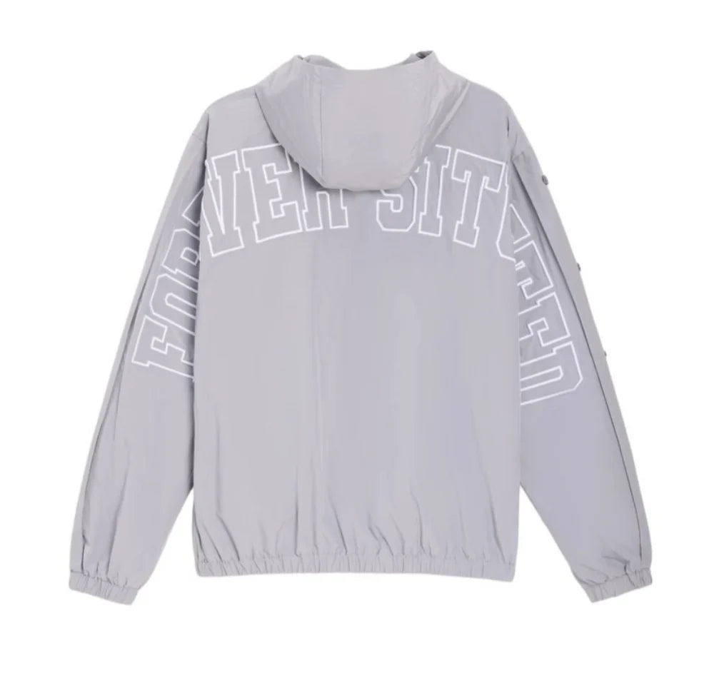 Forever Situated Nylon Track Jacket Gray