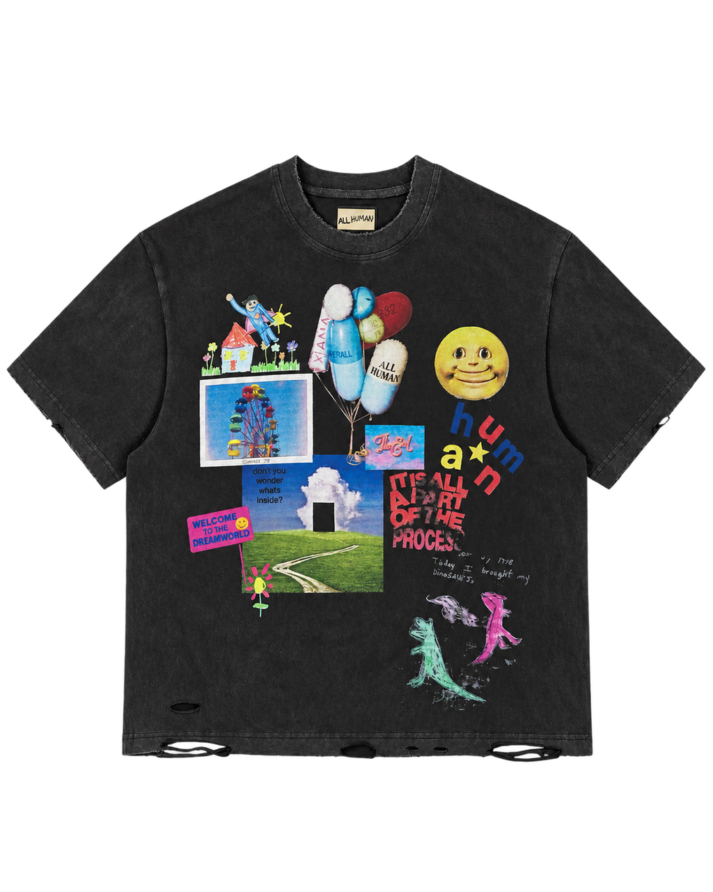 All Human Requiem V2 Tee Blk Distress