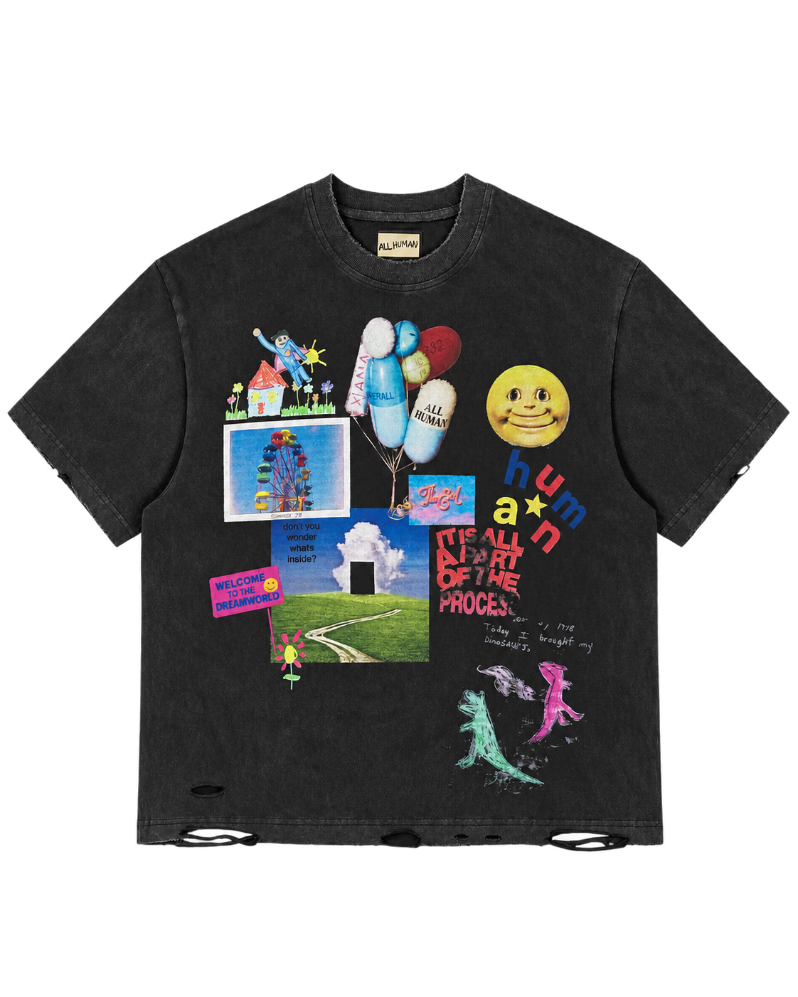 All Human Requiem V2 Tee Blk Distress