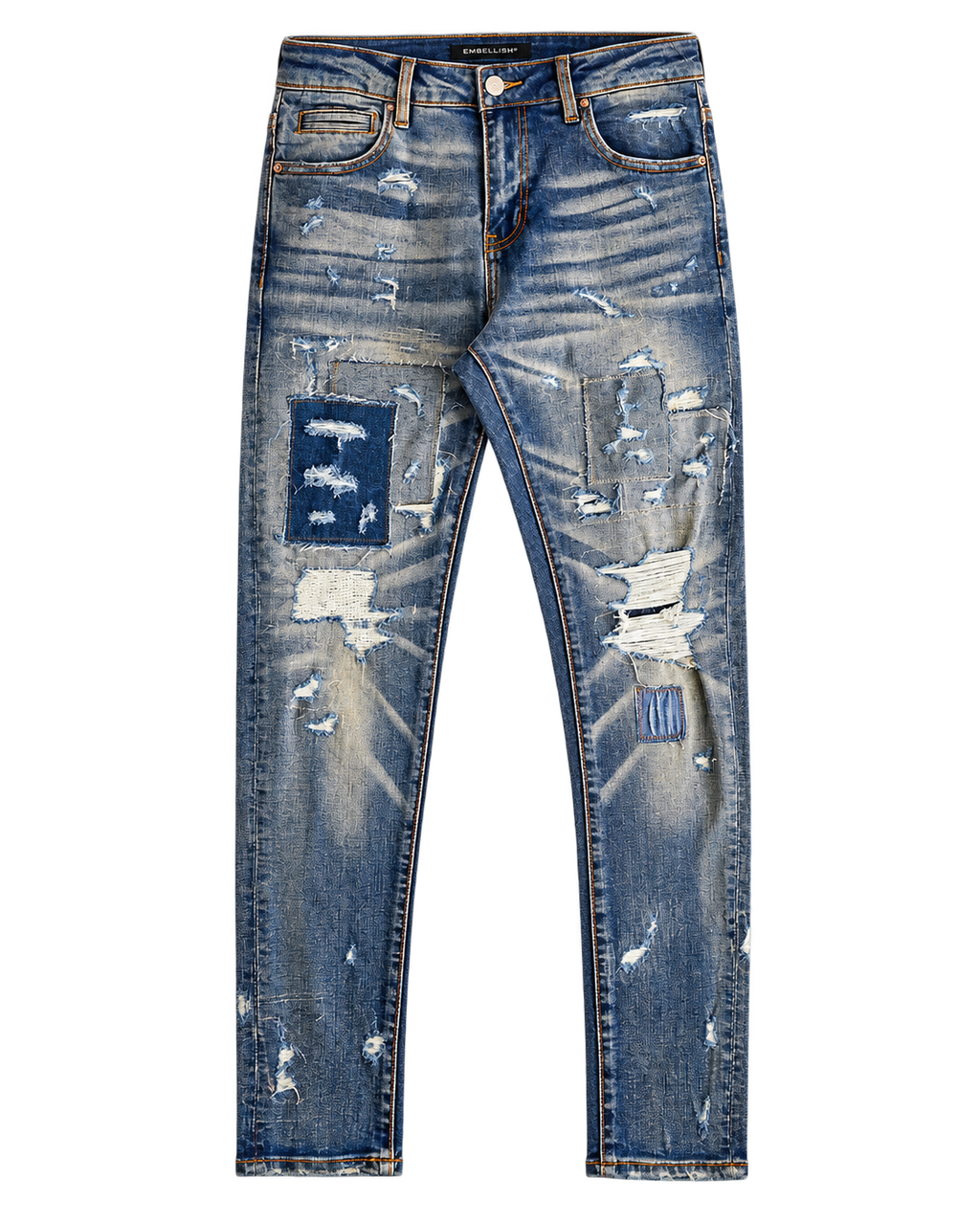 EMB Patched Skinny Jeans
