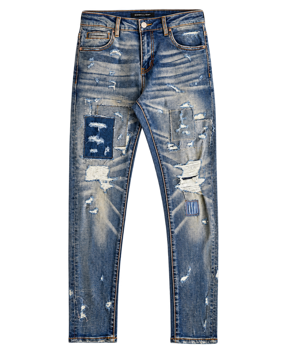 EMB Patched Skinny Jeans
