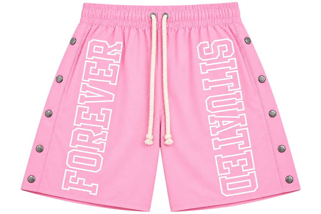 Forever Situated  Nylon Track Shorts Pink