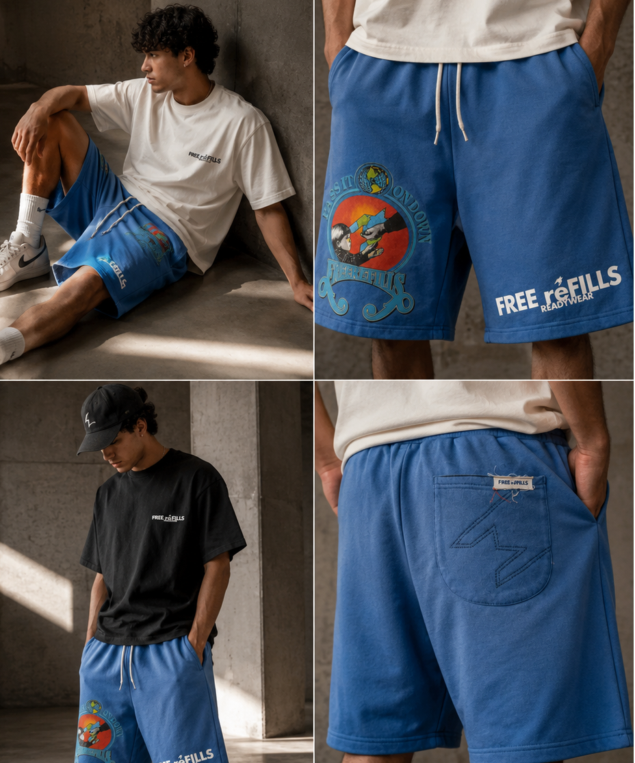 Free Refills Charity Shorts Blue