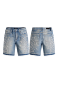 Embellish Crystal Web Jorts Blue