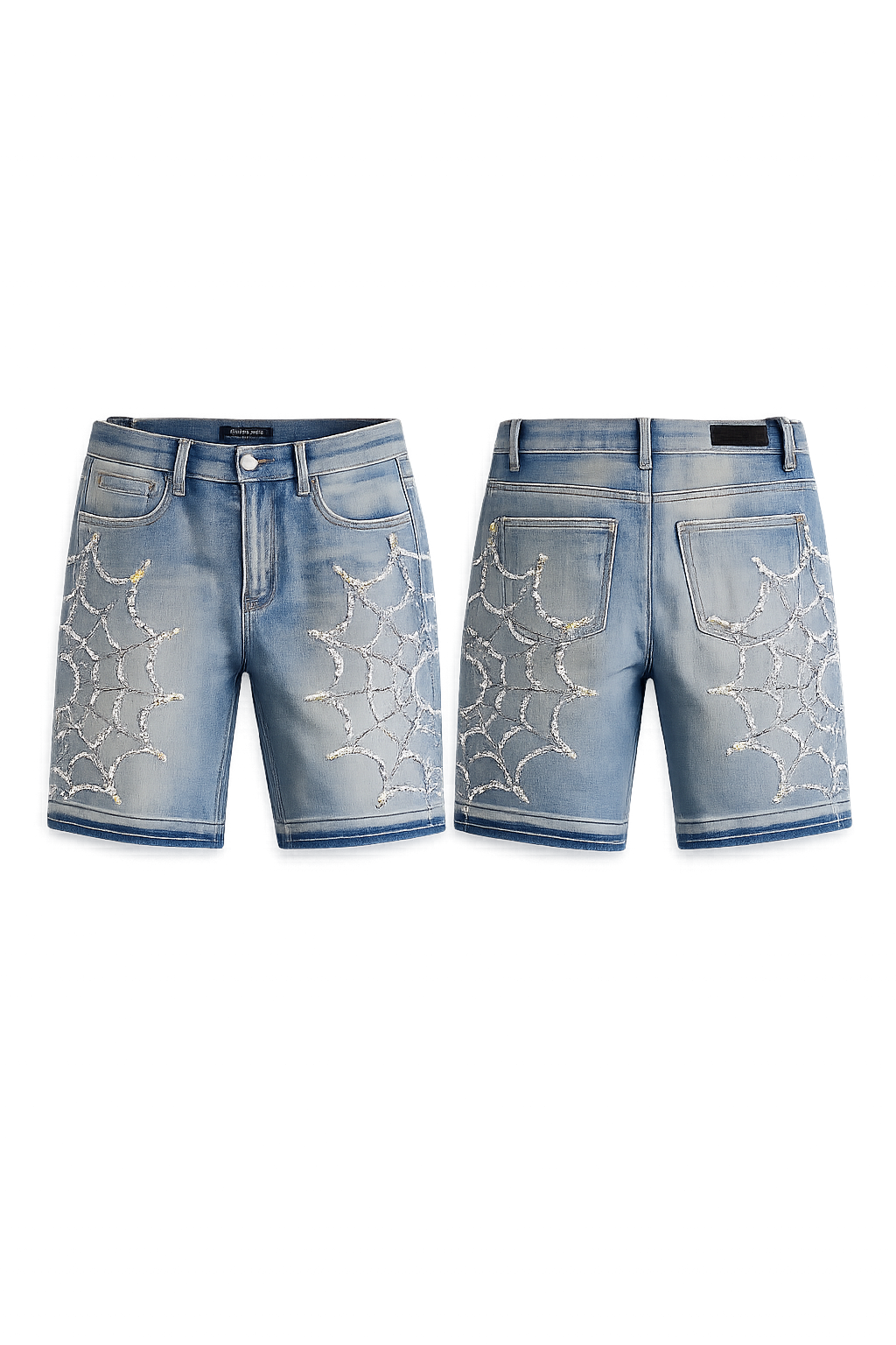 Embellish Crystal Web Jorts Blue