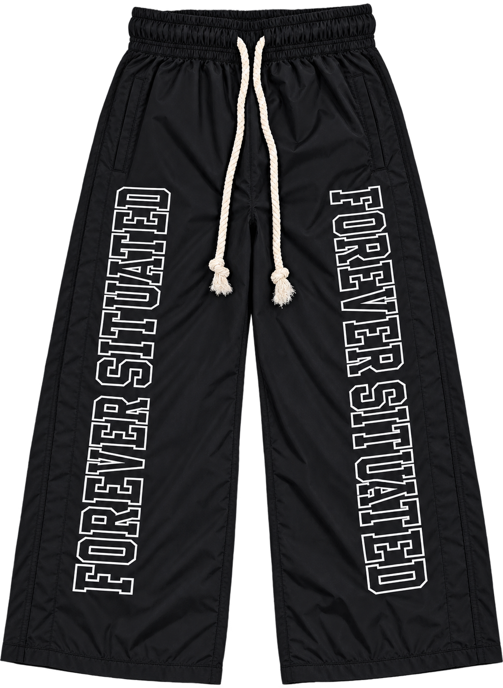 Forever Situated Nylon Track Pants Blk