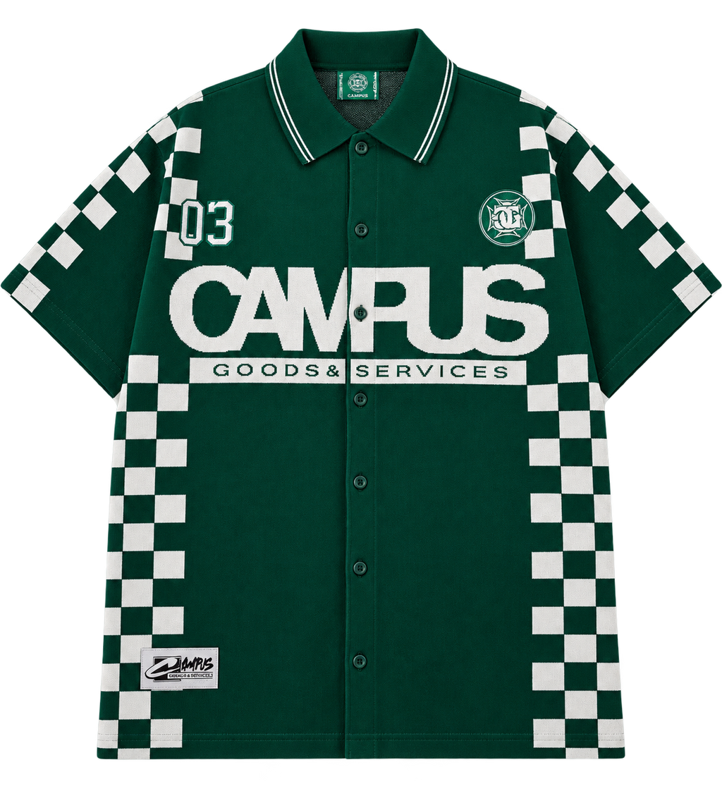 Campus Checkered Jacquard Shirt Green